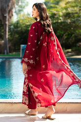 Carmine Chiffon Dupatta